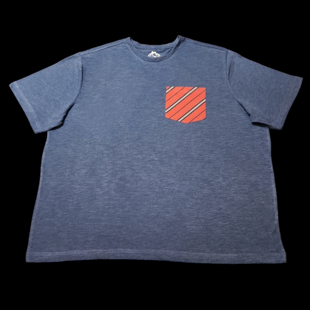 T shirt, with striped pocket.